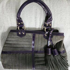 Claudia Firenze Grey and Purple Suede Bag